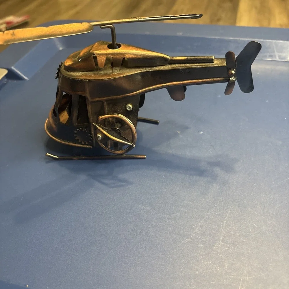 Metal Helicopter Sculpture Aviation Decor Desk Shelf Display 7